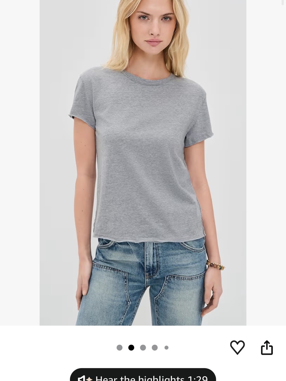 Free People Heather Gray Short Sleeve Crew Tee